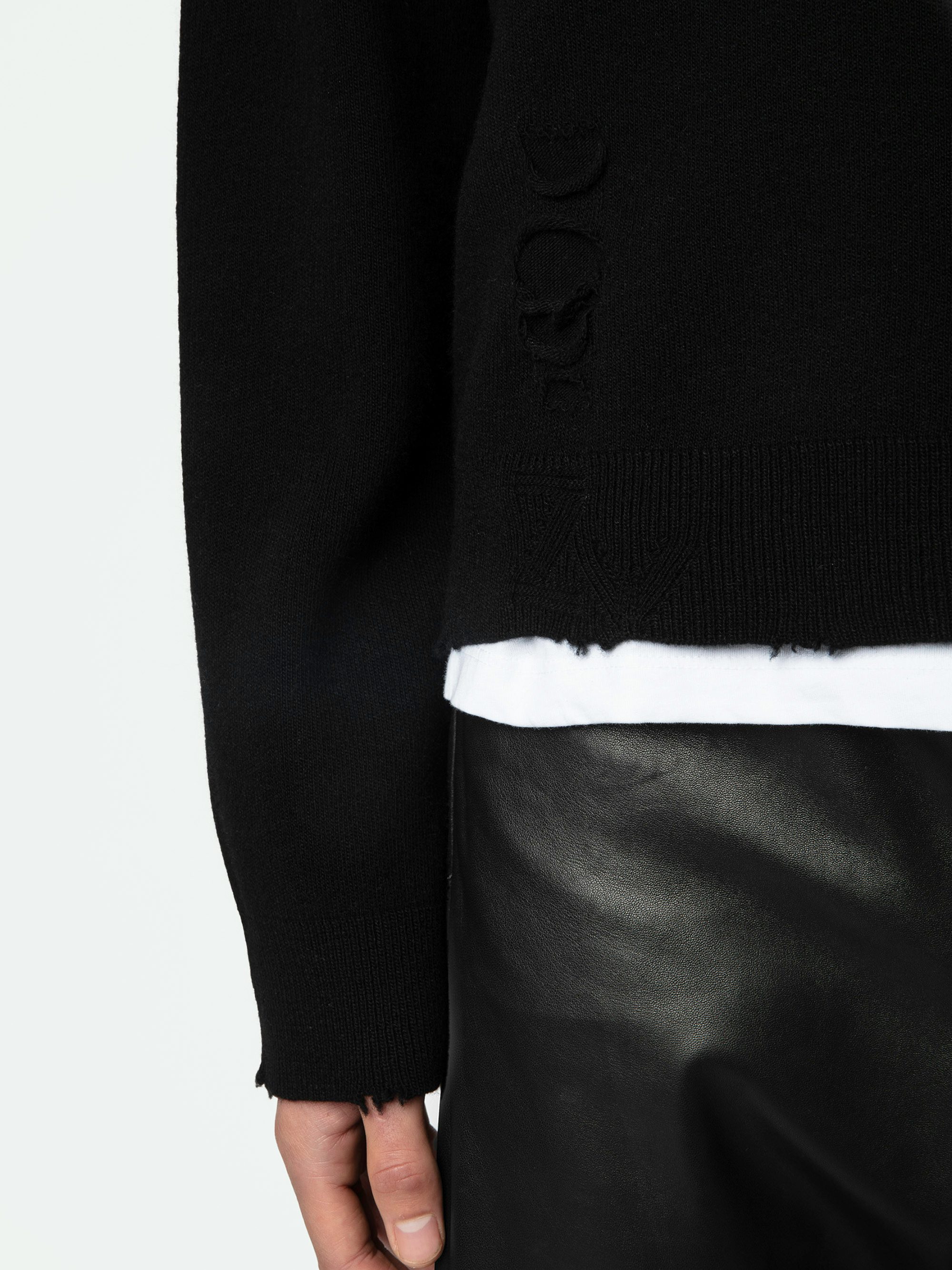 Pullover Marko 100% Wolle - Schwarzer Pullover aus 100% Merinowolle mit Rundhalsausschnitt und langen Ärmeln.